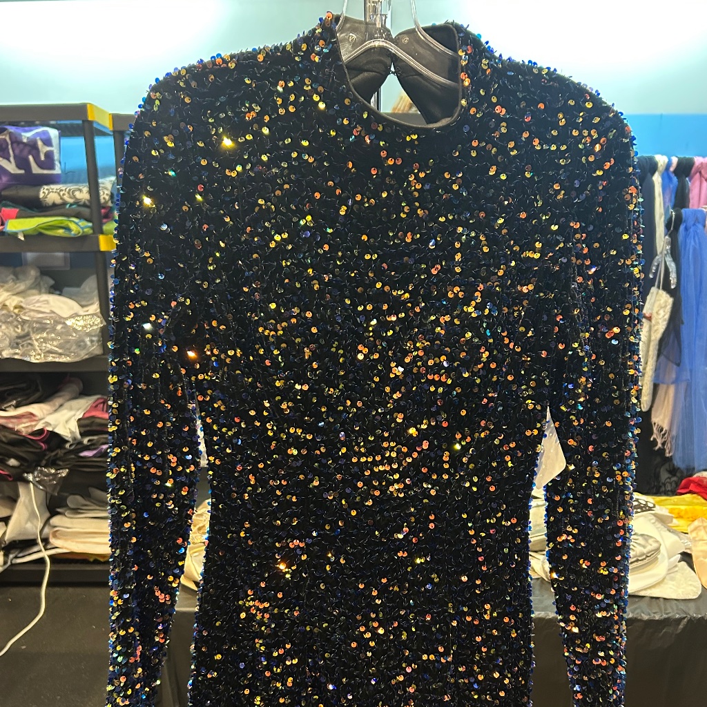 Tiffany Homecoming House Of Wu Black Open Back Long Sleeved Mini Dress